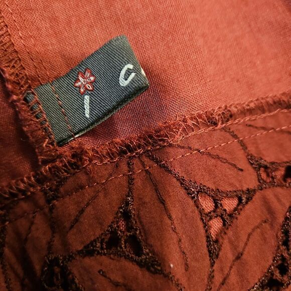 Burgandy Linen Vintage Boho Vest sz L - Picture 10 of 11